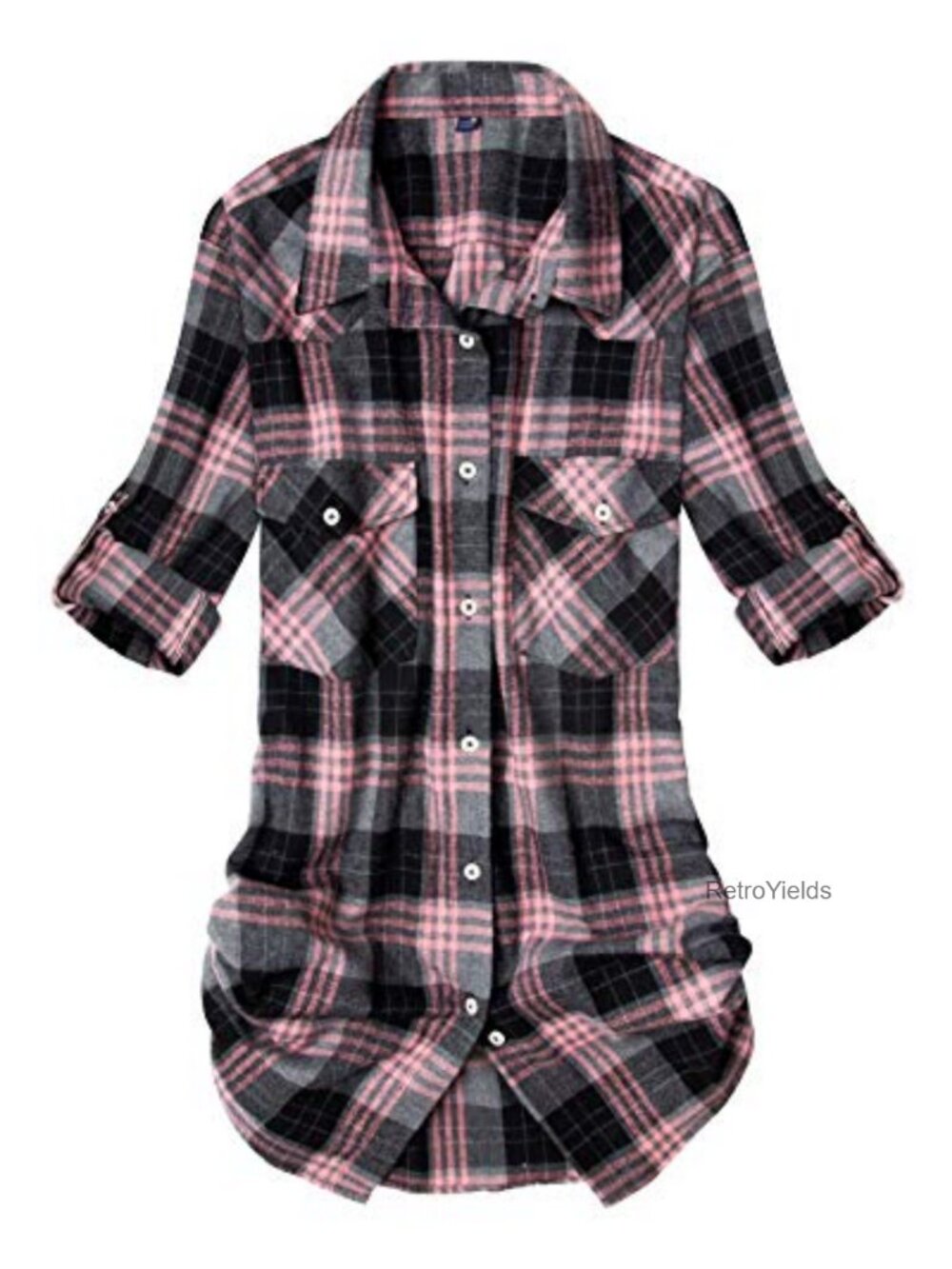 Women's Buffalo Plaid Flannel Shacket Button Down Long Sleeve 100% Cotton